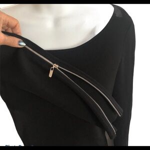 VTG Cache Black Dressy Sweater LS Zip Sleeve Sz. M Classy Elegant Dressy Work